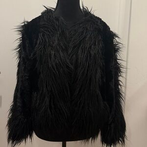 Anna Sui Black Faux Fur Jacket
